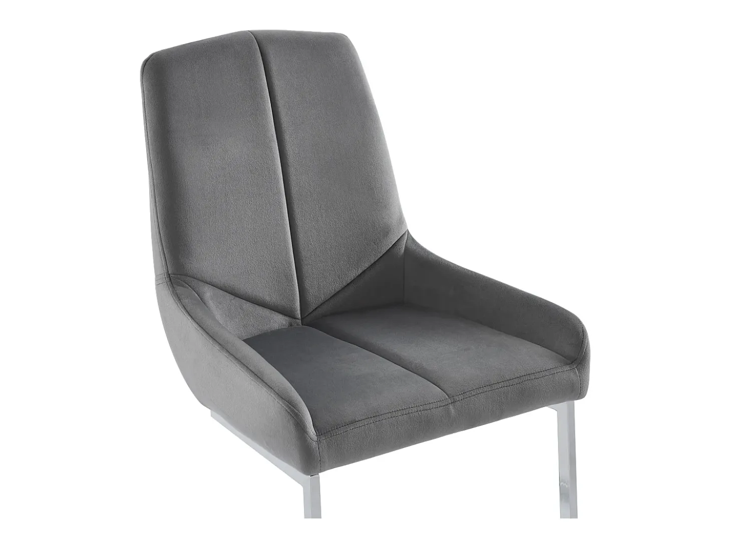 Lote de 2 sillas cantilever de terciopelo y metal cromado - Gris - BERLONA