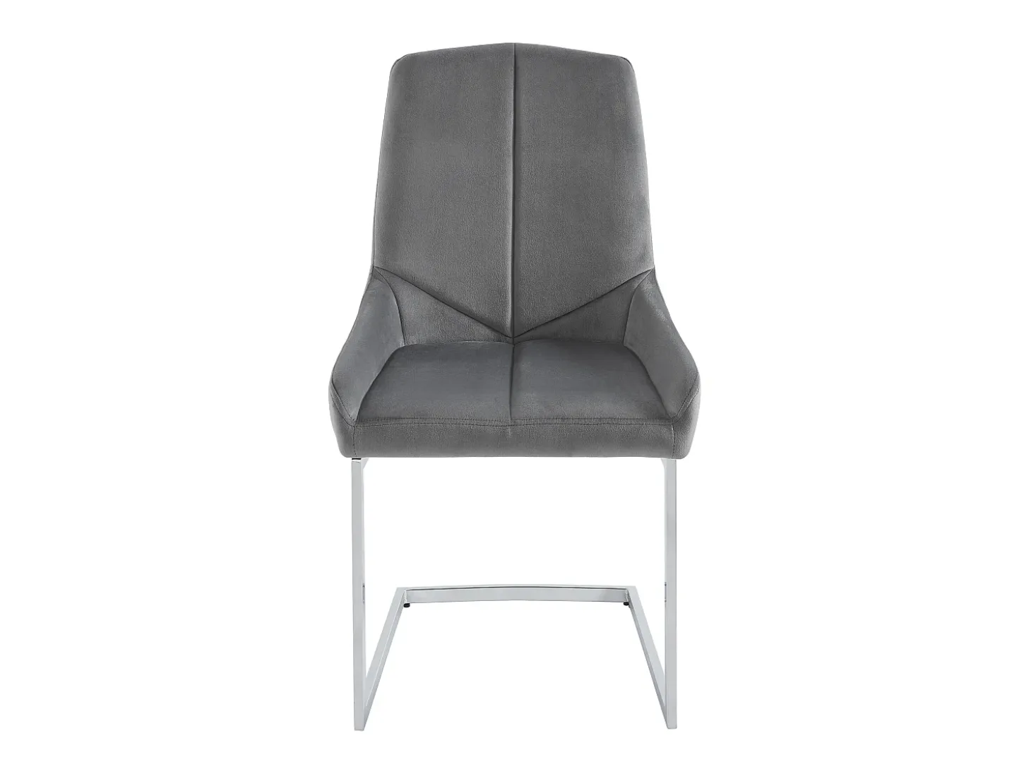Lote de 2 sillas cantilever de terciopelo y metal cromado - Gris - BERLONA