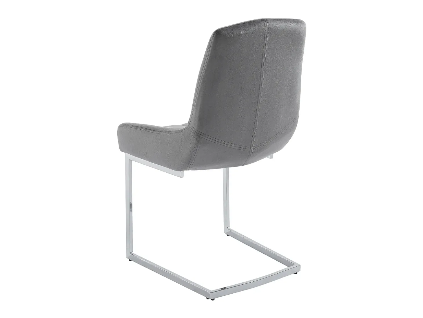 Lote de 2 sillas cantilever de terciopelo y metal cromado - Gris - BERLONA