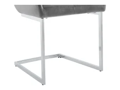 Lote de 2 sillas cantilever de terciopelo y metal cromado - Gris - BERLONA