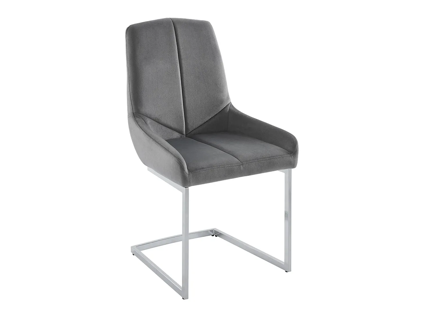 Lote de 2 sillas cantilever de terciopelo y metal cromado - Gris - BERLONA