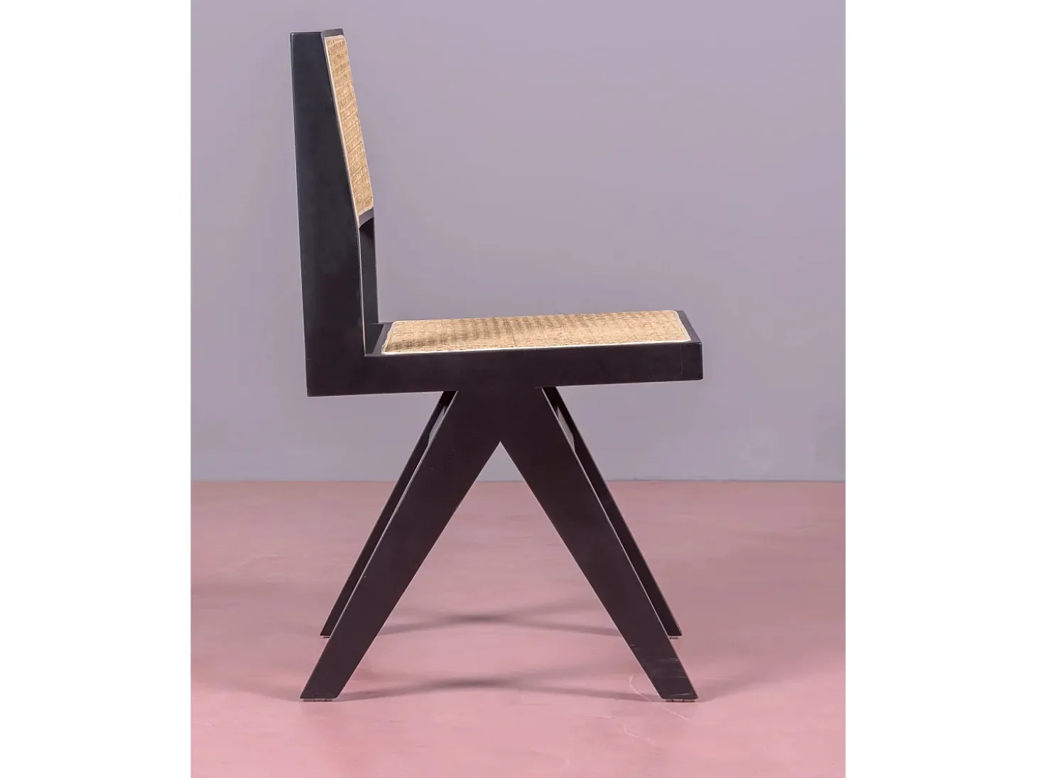 Lote de 2 sillas clásicas en madera y ratán natural - Compass - Negro