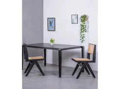 Lote de 2 sillas clásicas en madera y ratán natural - Compass - Negro