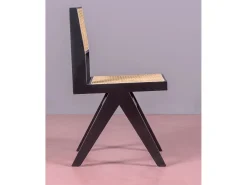 Lote de 2 sillas clásicas en madera y ratán natural - Compass - Negro