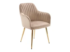 Lote de 6 sillas con brazos de terciopelo y metal dorado - Beige - ELEANA