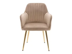 Lote de 2 sillas con brazos de terciopelo y metal dorado - Beige - ELEANA