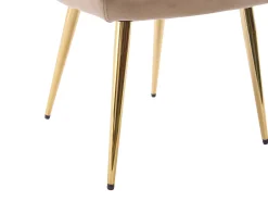 Lote de 2 sillas con brazos de terciopelo y metal dorado - Beige - ELEANA