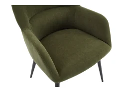 Lote de 6 sillas con reposabrazos de tela y metal negro - Verde - HEKA