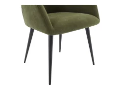 Lote de 6 sillas con reposabrazos de tela y metal negro - Verde - HEKA