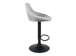 Lote de 2 sillas de bar con asiento acolchado de tela acolchada, giratorio, altura ajustable con base negra LUTI (gris)