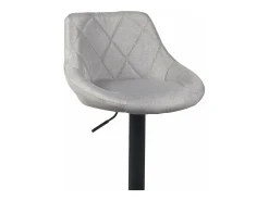 Lote de 2 sillas de bar con asiento acolchado de tela acolchada, giratorio, altura ajustable con base negra LUTI (gris)