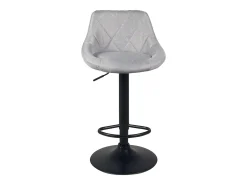 Lote de 2 sillas de bar con asiento acolchado de tela acolchada, giratorio, altura ajustable con base negra LUTI (gris)