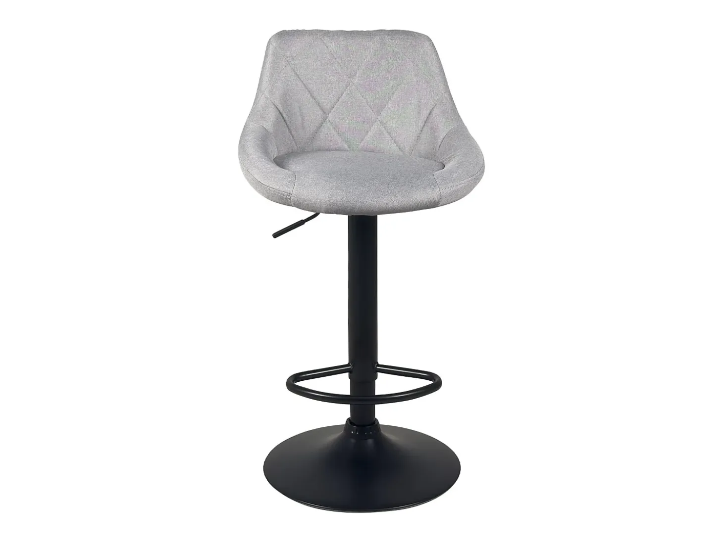 Lote de 2 sillas de bar con asiento acolchado de tela acolchada, giratorio, altura ajustable con base negra LUTI (gris)