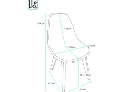 Lote de 2 sillas de cocina escandinavas de diseño. Asiento de plástico flexible de fácil limpieza. Patas de madera de haya clara NAO (gris)
