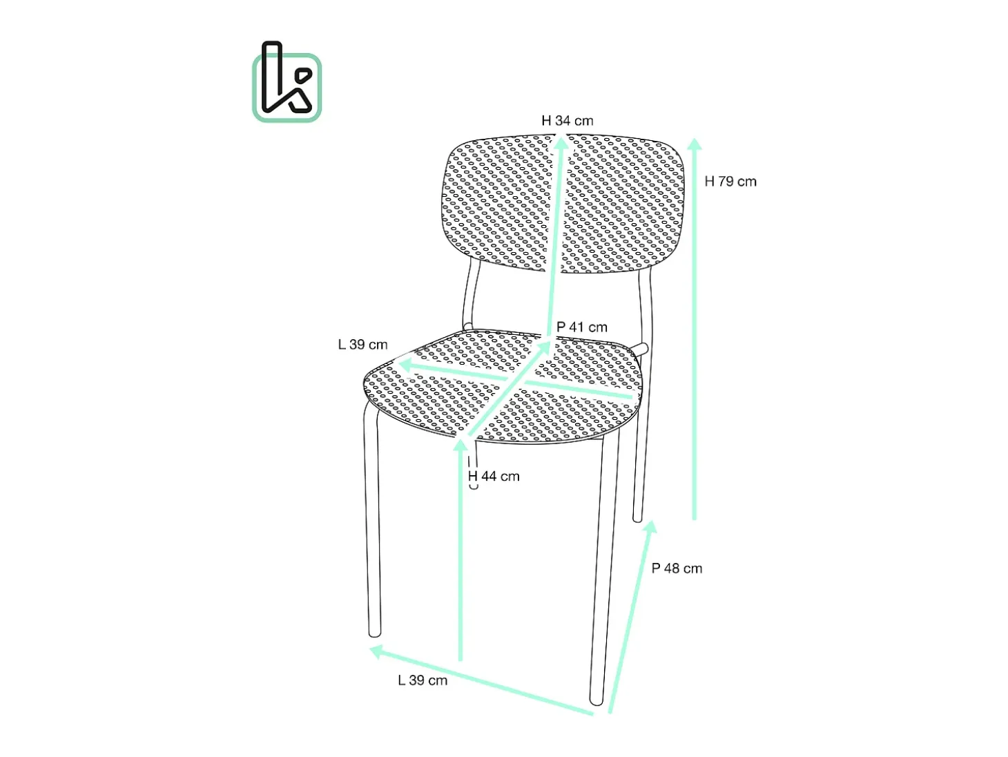 Lote de 4 sillas de cocina apilables Aza – Negro