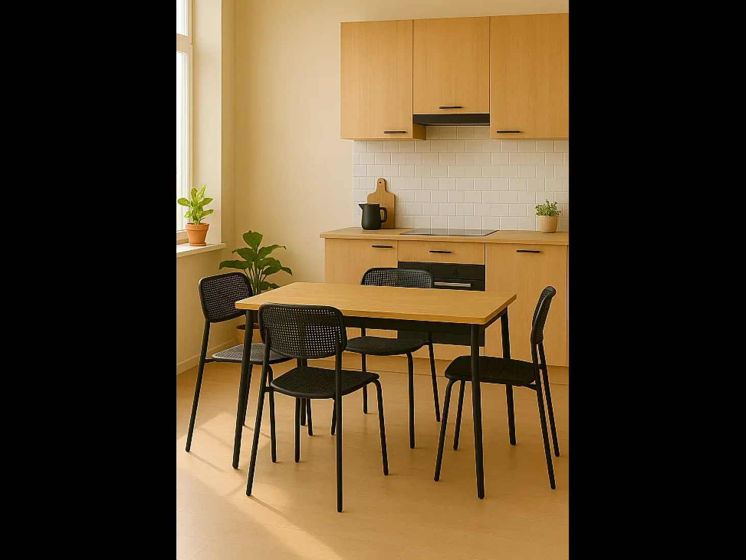 Lote de 4 sillas de cocina apilables Aza – Negro