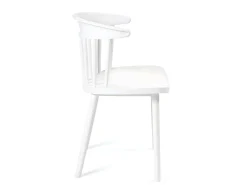 Lote de 2 sillas de cocina blancas con respaldo de estilo Windsor occidental, asiento de plástico flexible con respaldo envolvente DIA (Blanco)