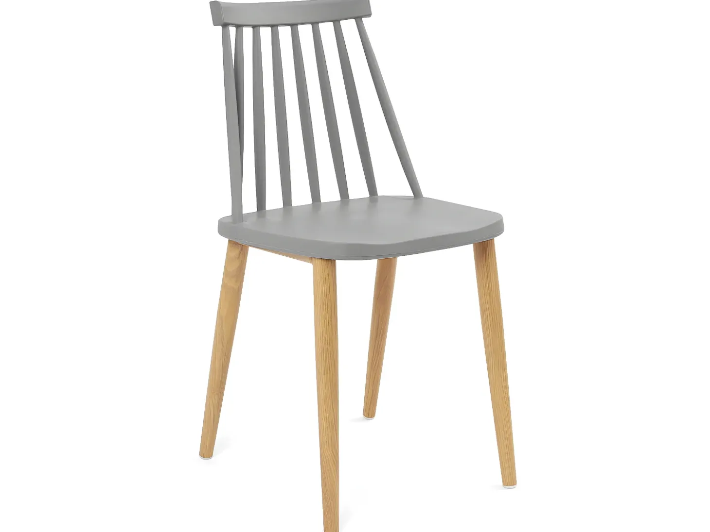 Lote de 2 sillas de cocina bistró café asiento de plástico con barrotes, patas de metal color madera BAO (gris)