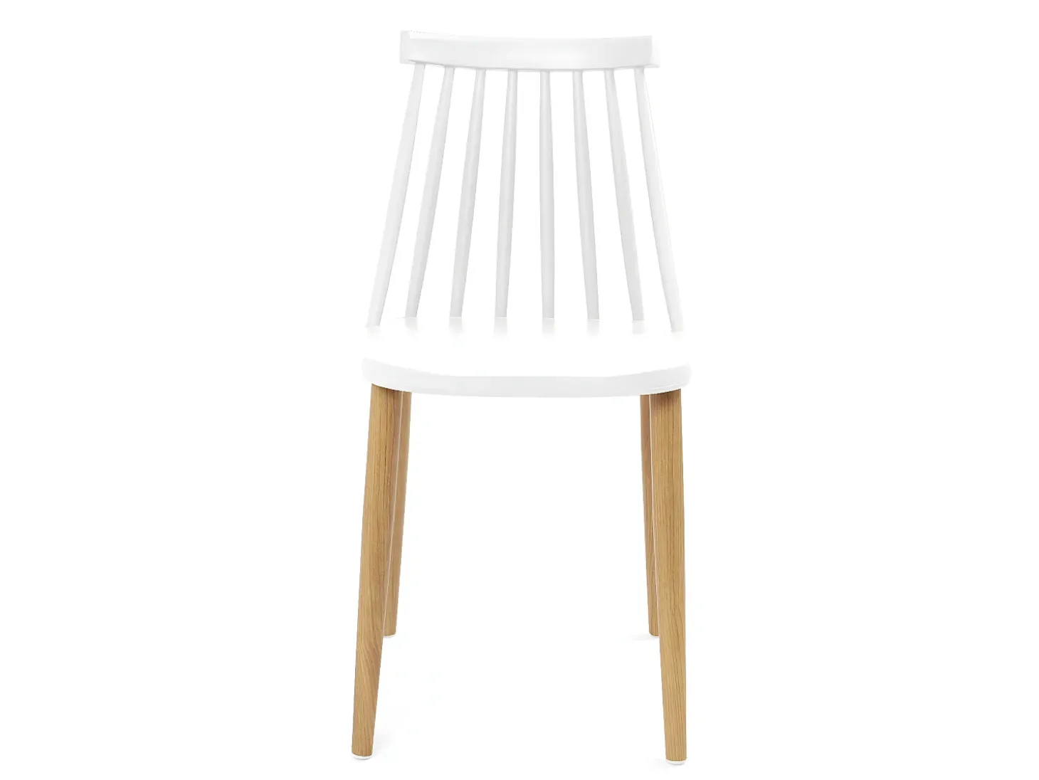 Lote de 2 sillas de cocina bistró café asiento de plástico con barrotes, patas de metal color madera BAO (blanco)