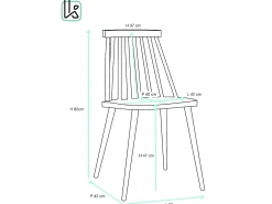 Lote de 2 sillas de cocina bistró café asiento de plástico con barrotes, patas de metal color madera BAO (blanco)