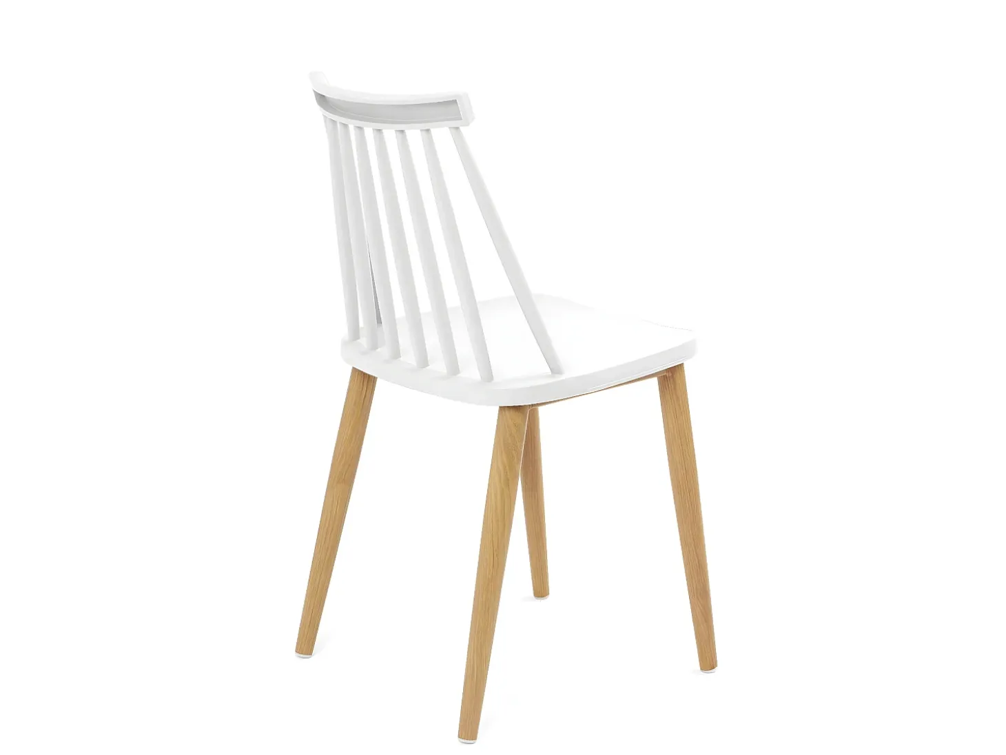 Lote de 2 sillas de cocina bistró café asiento de plástico con barrotes, patas de metal color madera BAO (blanco)