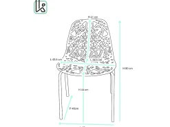 Lote de 4 sillas de cocina de diseño moderno, asiento con diseño de panal, patas cromadas IKO (azul)