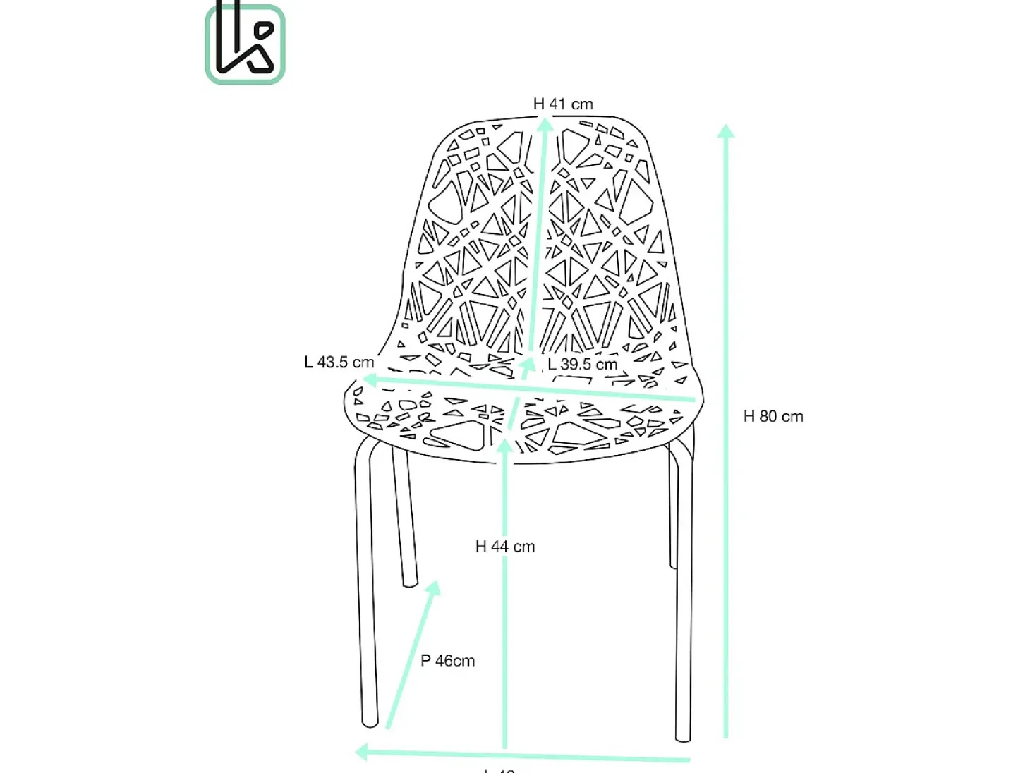 Lote de 4 sillas de cocina de diseño moderno, asiento con diseño de panal, patas cromadas IKO (azul)
