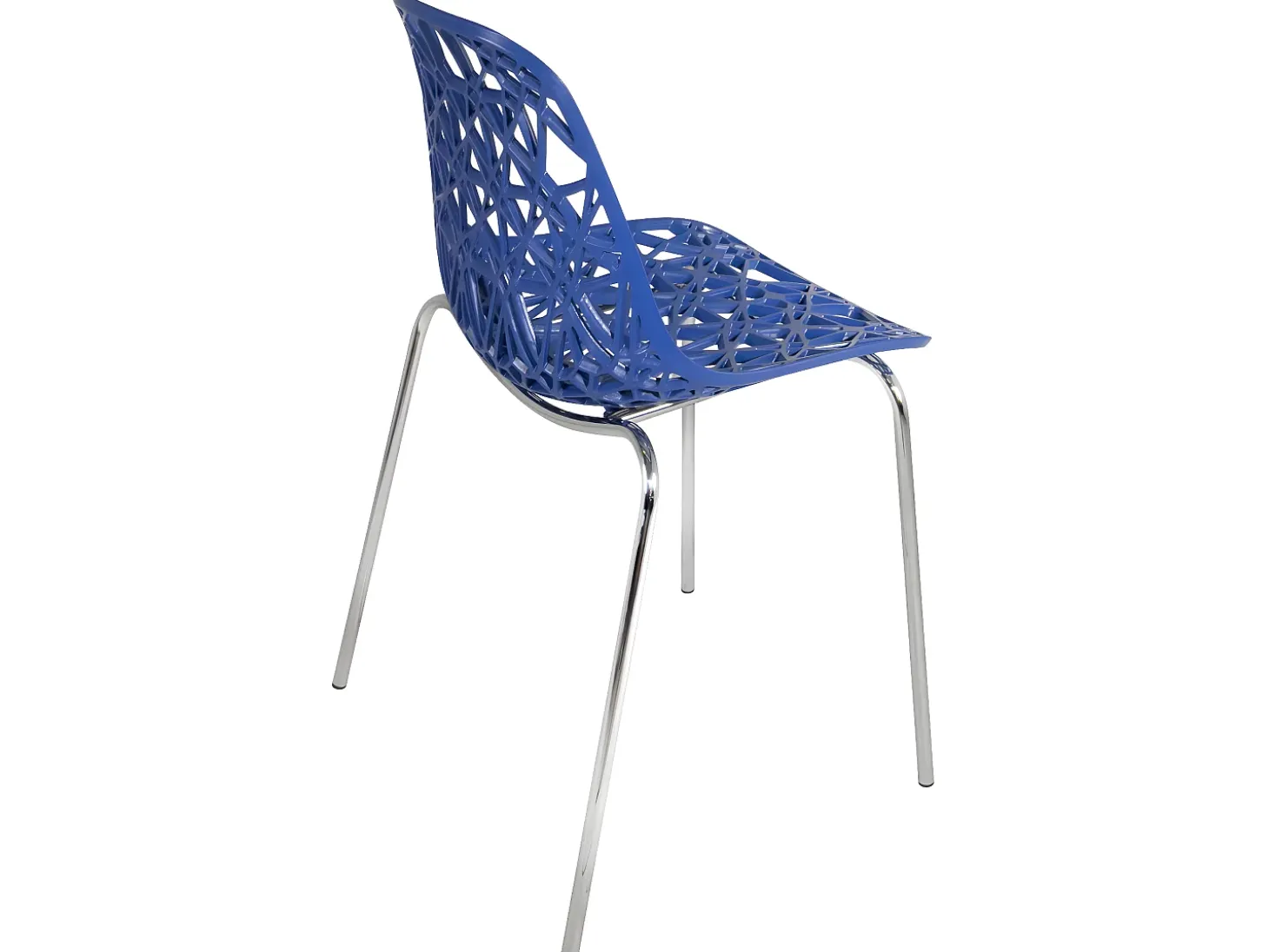 Lote de 4 sillas de cocina de diseño moderno, asiento con diseño de panal, patas cromadas IKO (azul)