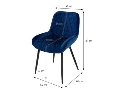 Lote de 2 sillas de comedor sillas de salón sillas de cocina terciopelo azul oscuro