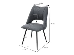 Lote de 2 sillas de comedor silla de cocina silla de salón respaldo tapizado gris