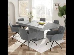 Lote de 2 sillas de comedor giratorias 360° con motivo de rombos, sillón acolchado, butaca moderna, terciopelo, gris antracita