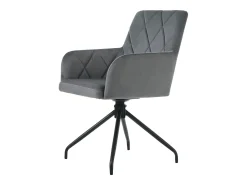 Lote de 4 sillas de comedor giratorias 360° con motivo de rombos, sillones tapizados, sillón moderno, terciopelo, gris antracita