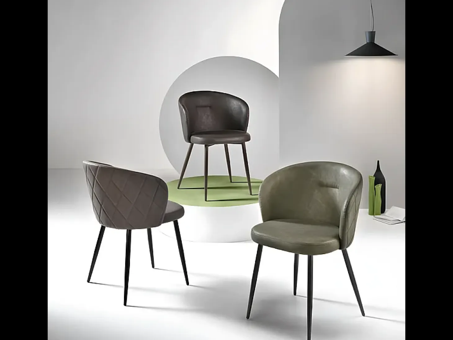 Lote de 2 sillas de comedor antracita "Boston" de eco-cuero - Cómodas, elegantes y resistentes