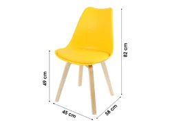 Lote de 4 sillas de diseño con cojín en color amarillo mostaza colección MIA