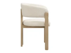 Lote de 4 sillas de madera maciza con reposabrazos - Estructura de madera maciza - Tejido bouclé - Natural