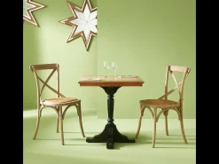 Lote de 6 sillas de madera maciza y rejilla L61 cm - BISTROT