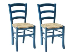 Lote de 2 sillas de peluche de madera azul 43x42x88 cm - CENISIA