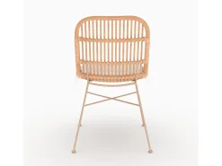 Lote de 2 sillas de ratán beige con patas de metal beige - Moon