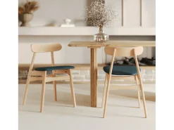 Lote de 2 sillas de tela azul y madera de caucho. - Lisette