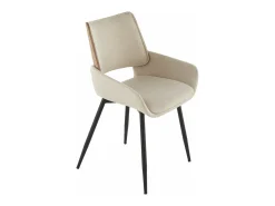 Lote de 6 sillas de tela beige H81 cm - HORTENSE