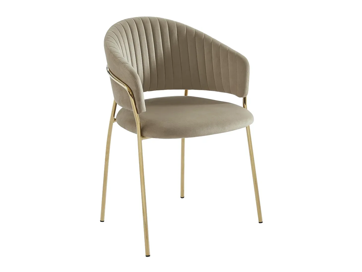 Lote de 2 sillas de terciopelo y metal dorado - Beige - MADOLIA