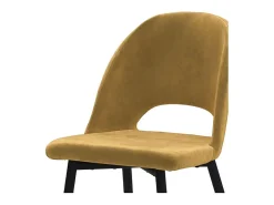 Lote de 2 sillas de terciopelo amarillo con patas de metal negro