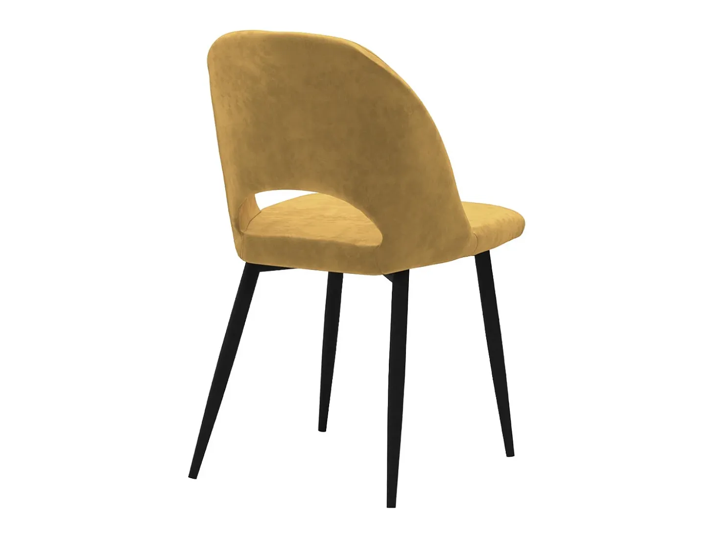 Lote de 2 sillas de terciopelo amarillo con patas de metal negro