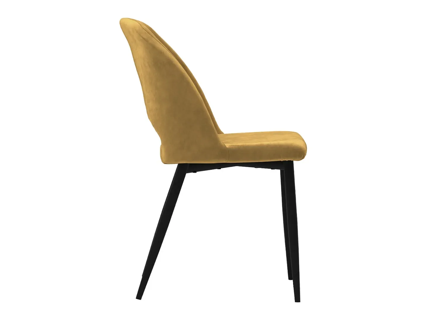Lote de 2 sillas de terciopelo amarillo con patas de metal negro