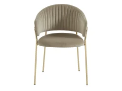 Lote de 6 sillas de terciopelo y metal dorado - Beige - MADOLIA