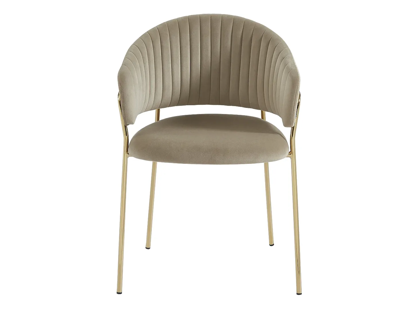 Lote de 6 sillas de terciopelo y metal dorado - Beige - MADOLIA