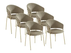 Lote de 6 sillas de terciopelo y metal dorado - Beige - MADOLIA