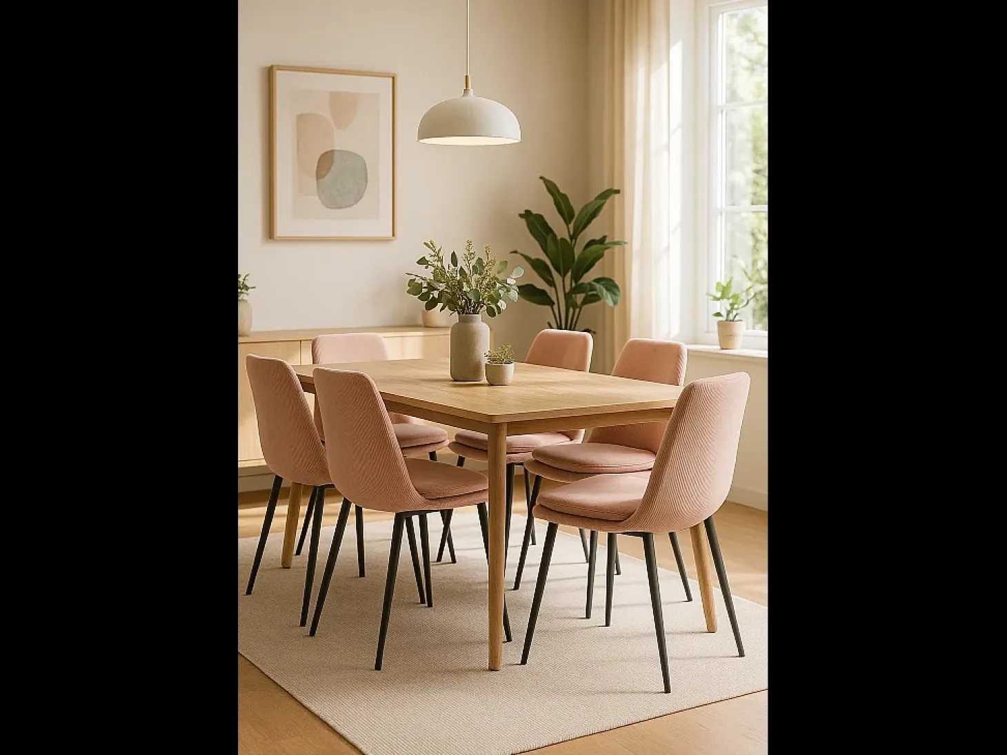 Lote de 4 sillas diseño Yam – Tejido a rayas rosa