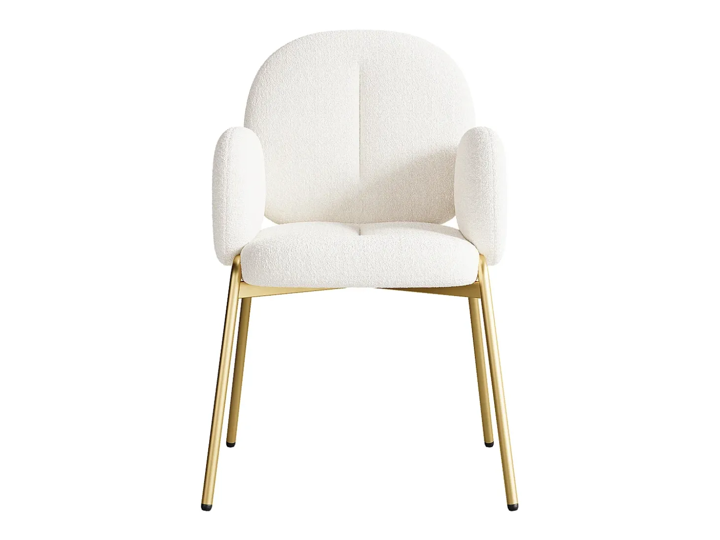 Lote de 2 Sillas en felpa - patas de metal dorado - silla de tocador - silla de comedor - Beige