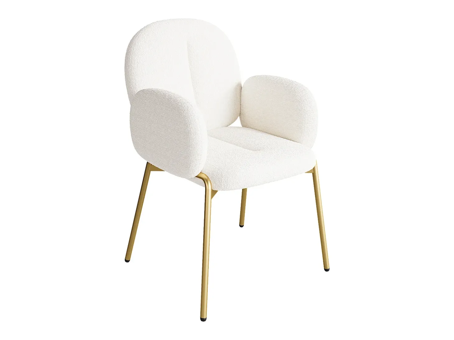 Lote de 2 Sillas en felpa - patas de metal dorado - silla de tocador - silla de comedor - Beige
